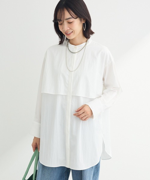 Green　Parks（グリーンパークス）の「イージーケア比翼フライヨークチュニック（チュニック・レディース・オフホワイト/ブラック/ベージュ/グリーン系その他3・FREE）」の2枚目の写真