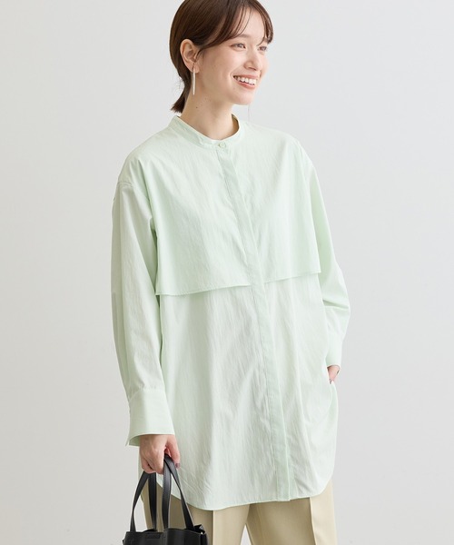 Green　Parks（グリーンパークス）の「イージーケア比翼フライヨークチュニック（チュニック・レディース・オフホワイト/ブラック/ベージュ/グリーン系その他3・FREE）」の4枚目の写真