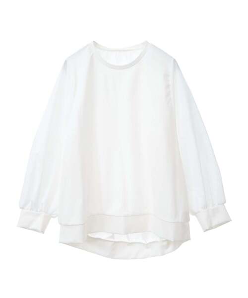 Tiara(ティアラ)の「ドルマンタフタコンビトップス(セットアップ可)(Tシャツ/カットソー・レディース・モカ/ブラック/ホワイト・FREE)」の2枚目の写真
