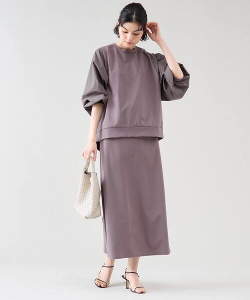 Tiara(ティアラ)の「ドルマンタフタコンビトップス(セットアップ可)(Tシャツ/カットソー・レディース・モカ/ブラック/ホワイト・FREE)」の7枚目の写真