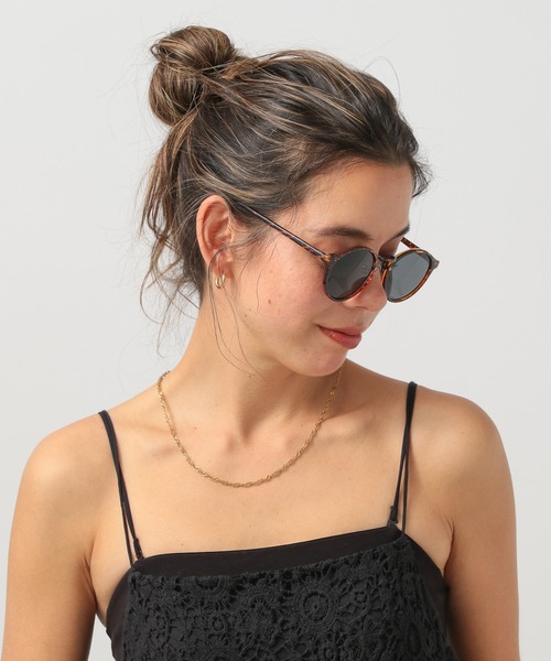 BAYFLOW（ベイフロー）の「[紫外線99%カット]ボストンスモークサングラス（サングラス・レディース・ブラウン/イエロー・FREE）」の2枚目の写真