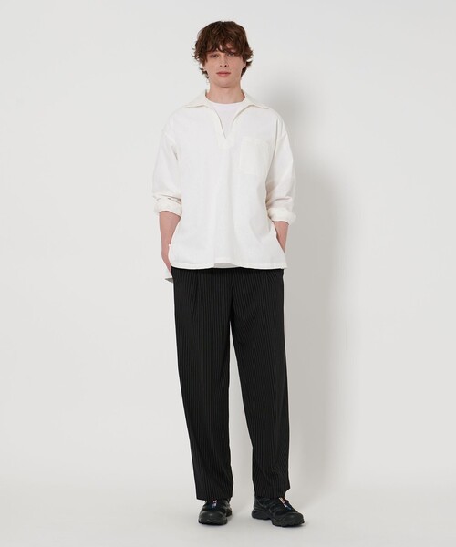 UNITED ARROWS（ユナイテッドアローズ）の「【ZOZO限定】ストライプ ワイドスラックス（スラックス・メンズ・ブラック/グレー/ライトグレー/ネイビー・XS/S/M/L/XL/XXL）」の10枚目の写真