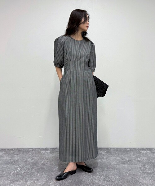 セール】コットンリップルウエストシェイプワンピース