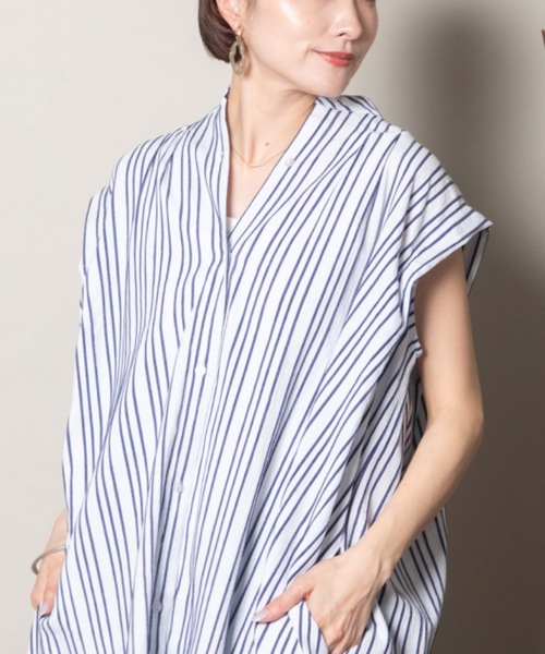 lodie(ロディ)の「ストライプ Nシャツワンピース(シャツワンピース・レディース・オレンジ/ネイビー/ブラック・FREE)」の17枚目の写真