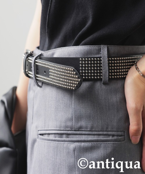 antiqua（アンティカ）の「スタッズレザーベルト（ベルト・レディース・ブラック・FREE）」の4枚目の写真