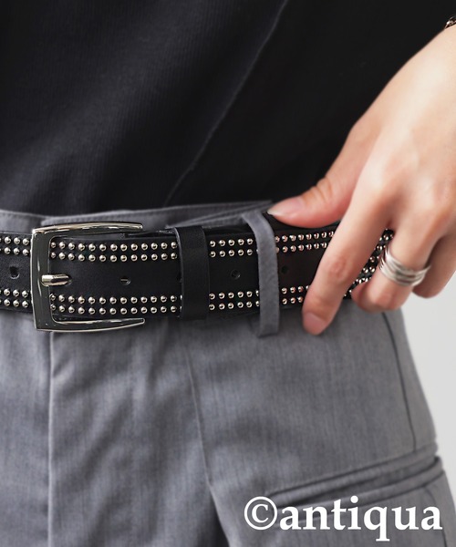 antiqua（アンティカ）の「スタッズレザーベルト（ベルト・レディース・ブラック・FREE）」の6枚目の写真