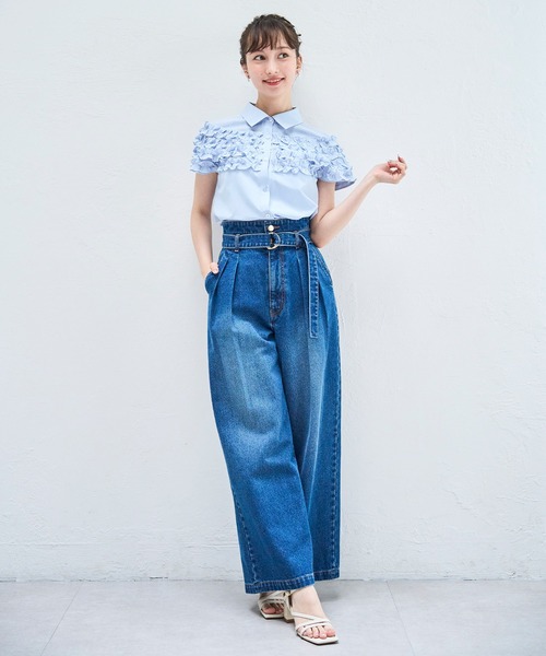 31 Sons de mode（トランテアン　ソン　ドゥ　モード）の「ヨークギャザーフリルブラウス（シャツ/ブラウス・レディース・チャコールグレー/サックスブルー/オフホワイト/ブラック・フリー）」の20枚目の写真