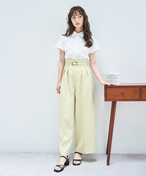 31 Sons de mode（トランテアン　ソン　ドゥ　モード）の「ヨークギャザーフリルブラウス（シャツ/ブラウス・レディース・チャコールグレー/サックスブルー/オフホワイト/ブラック・フリー）」の8枚目の写真