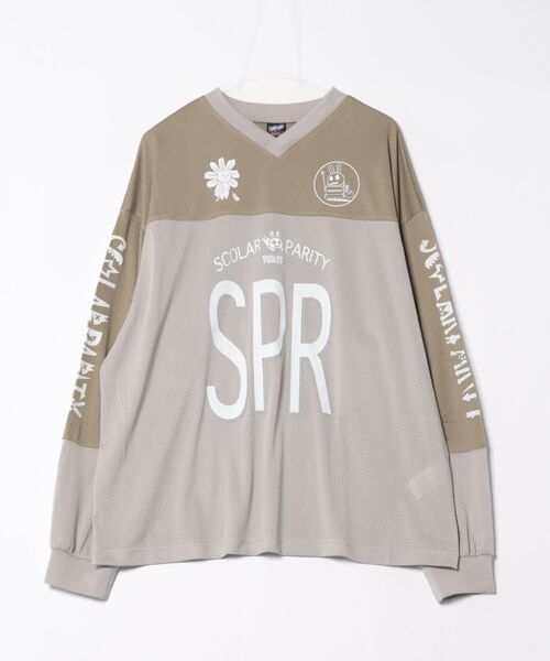 スカラーパリティー / SPRロゴ柄メッシュ切替ロングスリーブTシャツ 351118：SPRロゴ柄メッシュ切替ロングスリーブTシャツ（Tシャツ
