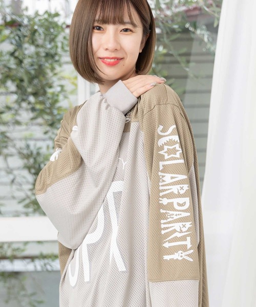 スカラーパリティー / SPRロゴ柄メッシュ切替ロングスリーブTシャツ 351118：SPRロゴ柄メッシュ切替ロングスリーブTシャツ（Tシャツ