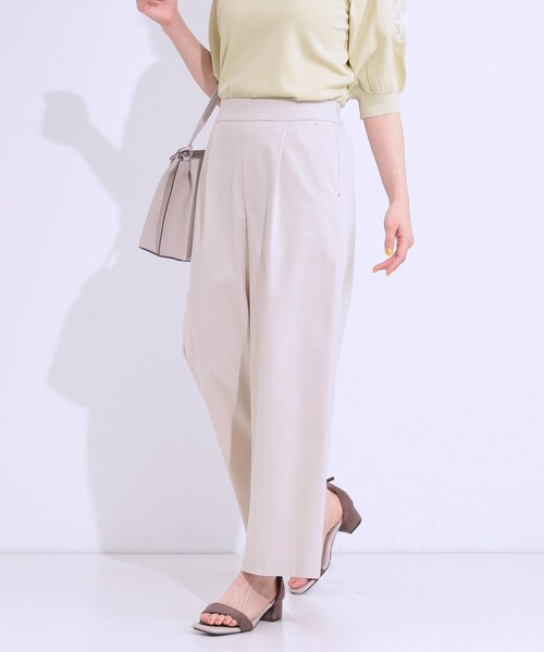 DRESKIP（ドレスキップ）の「【高レビュー/S-LL/ひんやり】ゴールドパーツがアクセント ストレッチワイドパンツ（その他パンツ・レディース・ナチュラル/ベージュ/ブラック/カーキ/ダークオリーブ・02/04/01/03）」の3枚目の写真