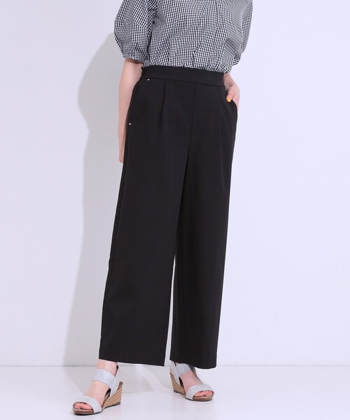 DRESKIP（ドレスキップ）の「【高レビュー/S-LL/ひんやり】ゴールドパーツがアクセント ストレッチワイドパンツ（その他パンツ・レディース・ナチュラル/ベージュ/ブラック/カーキ/ダークオリーブ・02/04/01/03）」の2枚目の写真