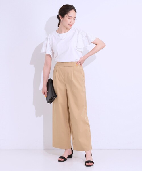 DRESKIP（ドレスキップ）の「【高レビュー/S-LL/ひんやり】ゴールドパーツがアクセント ストレッチワイドパンツ（その他パンツ・レディース・ナチュラル/ベージュ/ブラック/カーキ/ダークオリーブ・02/04/01/03）」の17枚目の写真