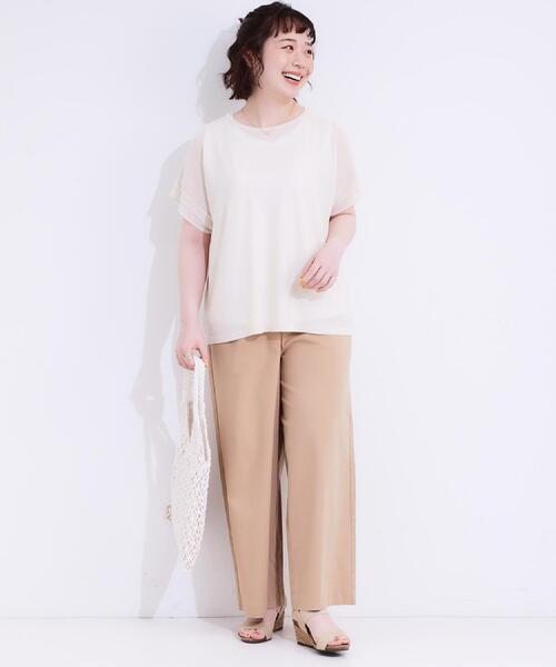 DRESKIP（ドレスキップ）の「【高レビュー/S-LL/ひんやり】ゴールドパーツがアクセント ストレッチワイドパンツ（その他パンツ・レディース・ナチュラル/ベージュ/ブラック/カーキ/ダークオリーブ・02/04/01/03）」の7枚目の写真