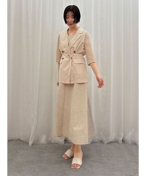 LAGUNAMOON（ラグナムーン）の「ベルトセットハーフスリーブジャケット（テーラードジャケット・レディース・ベージュ/モカ・FREE）」の7枚目の写真