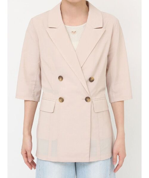 LAGUNAMOON（ラグナムーン）の「ベルトセットハーフスリーブジャケット（テーラードジャケット・レディース・ベージュ/モカ・FREE）」の9枚目の写真