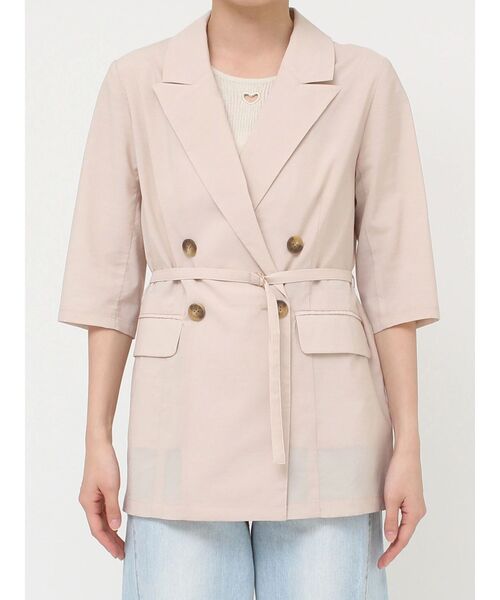 LAGUNAMOON（ラグナムーン）の「ベルトセットハーフスリーブジャケット（テーラードジャケット・レディース・ベージュ/モカ・FREE）」の18枚目の写真