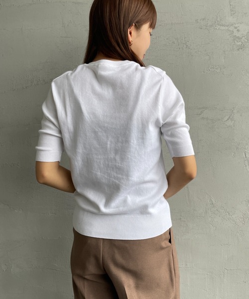 gicipi（ジチピ）の「[GICIPI/ジチピ] ARGENTO ショートスリーブニットソー（ニット/セーター・レディース・ブラック系その他/ホワイト/ブラック・1）」の15枚目の写真