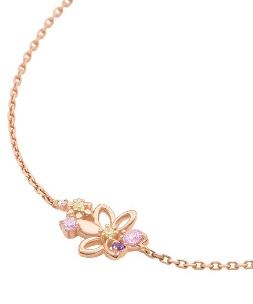 4℃ ローズゴールド 花モチーフ ブレスレット 4月誕生花】シルバー アリストロメリア ブレスレット