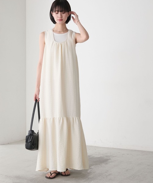 forksy.】Uネック ティアード タンクトップワンピース（ワンピース