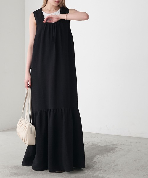 forksy.】Uネック ティアード タンクトップワンピース（ワンピース