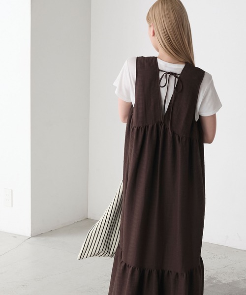 forksy.】Uネック ティアード タンクトップワンピース forksy