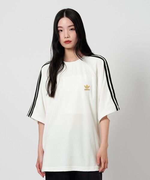 adidas ショートスリーブTシャツ　XS adidas tシャツ ニット スリーストライプス ショート 半袖T
