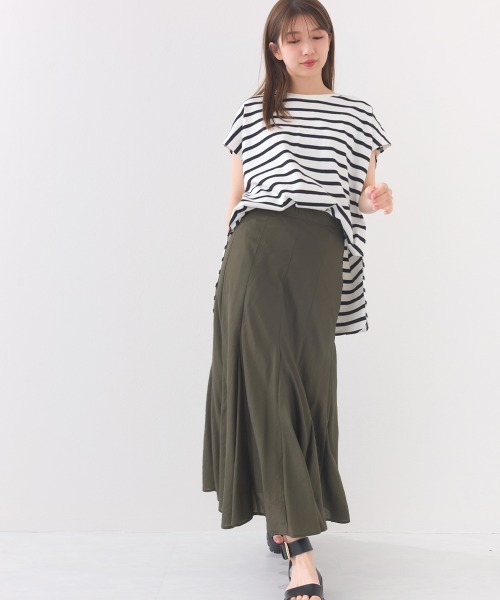OMNES(オムネス)の「【接触冷感】 10番単ボーダーフレンチスリーブプルオーバー(Tシャツ/カットソー・レディース・ブルー/ホワイト×ブラック/ホワイト×ブルー/グレー系その他/ホワイト系その他/ホワイト×ネイビー・FREE)」の14枚目の写真