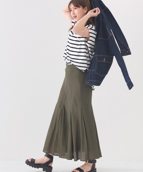 OMNES(オムネス)の「【接触冷感】 10番単ボーダーフレンチスリーブプルオーバー(Tシャツ/カットソー・レディース・ブルー/ホワイト×ブラック/ホワイト×ブルー/グレー系その他/ホワイト系その他/ホワイト×ネイビー・FREE)」の15枚目の写真