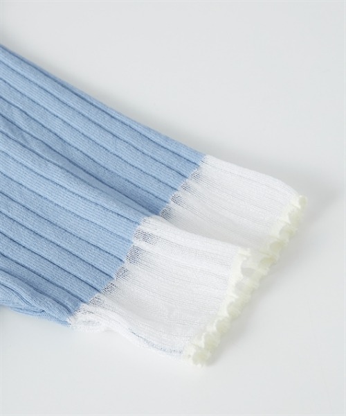 7days Life Styling（セブンデイズライフスタイリング）の「配色袖シアーリブニット（接触冷感・毛玉になりにくい・UVカット）＜大きいサイズ有＞（ニット/セーター・レディース・ブルー/杢グレー/ブラック・S/M/L/LL/3L）」の17枚目の写真