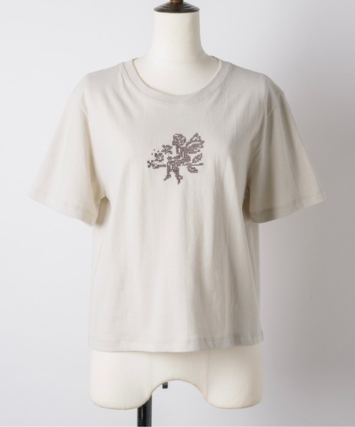 select 】cross-stitch angel T-shirt / クロスステッチ刺繍T