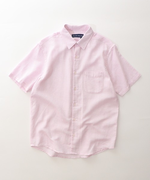 many men many mind(メニーメンメニーマインド)の「MANYMENMANYMINDS コットンリネンパナマ半袖レギュラーカラーシャツ(シャツ/ブラウス・メンズ・ブルー/ベージュ/ネイビー/ピンク・XL/L/M)」の4枚目の写真