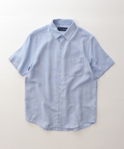 many men many mind(メニーメンメニーマインド)の「MANYMENMANYMINDS コットンリネンパナマ半袖レギュラーカラーシャツ(シャツ/ブラウス・メンズ・ブルー/ベージュ/ネイビー/ピンク・XL/L/M)」の7枚目の写真
