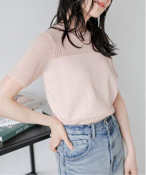 La-gemme（ラジェム）の「サマーニットプルオーバー（Tシャツ/カットソー・レディース・モカ/ホワイト/ピンク/ブラック・フリー）」の4枚目の写真