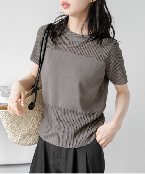 La-gemme（ラジェム）の「サマーニットプルオーバー（Tシャツ/カットソー・レディース・モカ/ホワイト/ピンク/ブラック・フリー）」の3枚目の写真