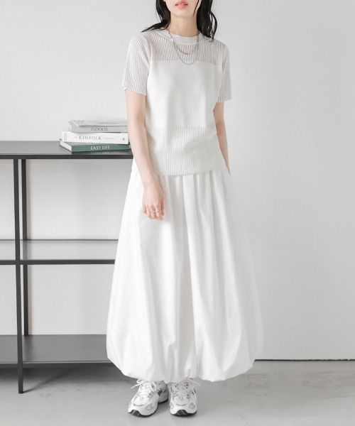 La-gemme（ラジェム）の「サマーニットプルオーバー（Tシャツ/カットソー・レディース・モカ/ホワイト/ピンク/ブラック・フリー）」の5枚目の写真