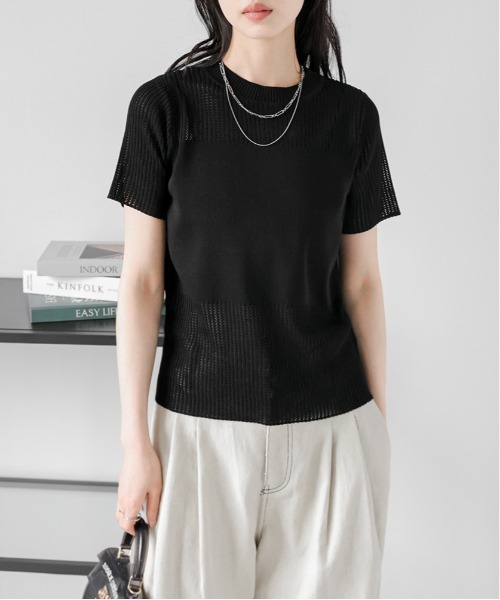 La-gemme（ラジェム）の「サマーニットプルオーバー（Tシャツ/カットソー・レディース・モカ/ホワイト/ピンク/ブラック・フリー）」の7枚目の写真