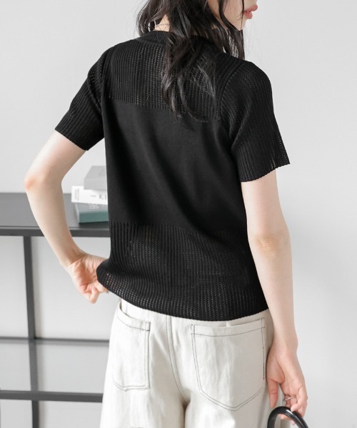 La-gemme（ラジェム）の「サマーニットプルオーバー（Tシャツ/カットソー・レディース・モカ/ホワイト/ピンク/ブラック・フリー）」の10枚目の写真