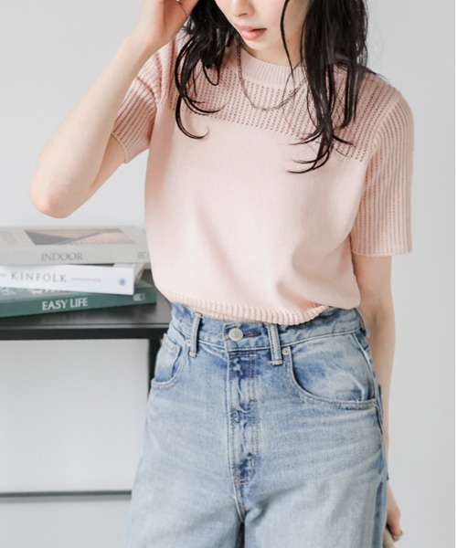La-gemme（ラジェム）の「サマーニットプルオーバー（Tシャツ/カットソー・レディース・モカ/ホワイト/ピンク/ブラック・フリー）」の20枚目の写真