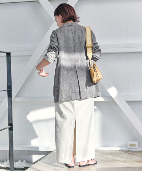 Spick & Span（スピックアンドスパン）の「《WEB限定 / 追加2》リネンエアリージャケット（テーラードジャケット・レディース・アイボリー/チャコールグレー・34/36/38/40）」の20枚目の写真