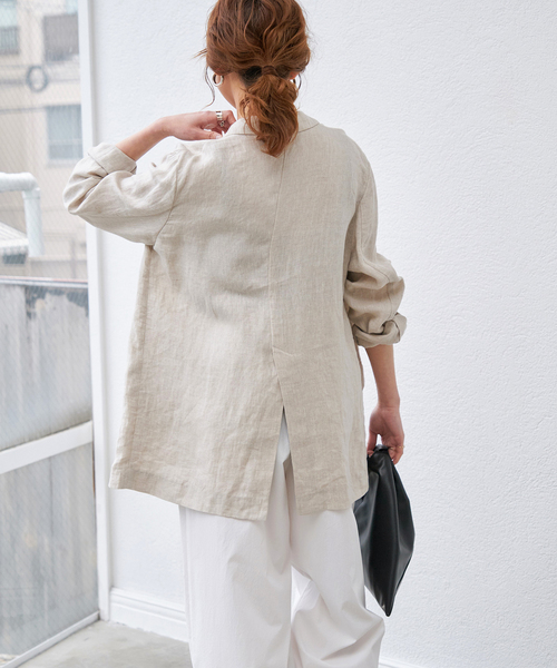 Spick & Span（スピックアンドスパン）の「《WEB限定 / 追加2》リネンエアリージャケット（テーラードジャケット・レディース・アイボリー/チャコールグレー・34/36/38/40）」の17枚目の写真