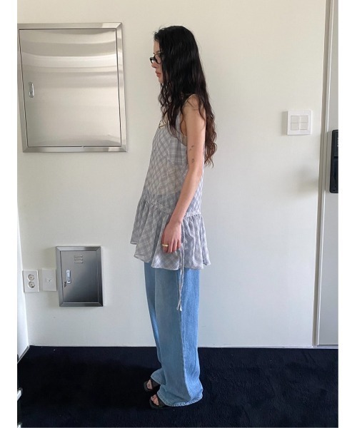 Didot.showroom（ディドット ショールーム）の「シアーチェックレイヤーキャミミニワンピ（ワンピース・レディース・グレー/ブラック・FREE）」の19枚目の写真