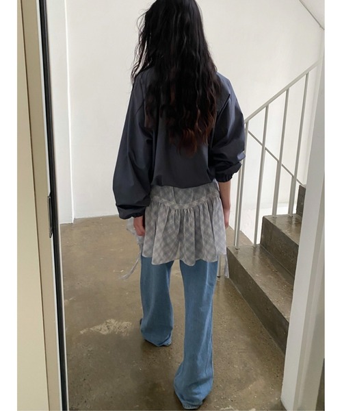 Didot.showroom（ディドット ショールーム）の「シアーチェックレイヤーキャミミニワンピ（ワンピース・レディース・グレー/ブラック・FREE）」の9枚目の写真