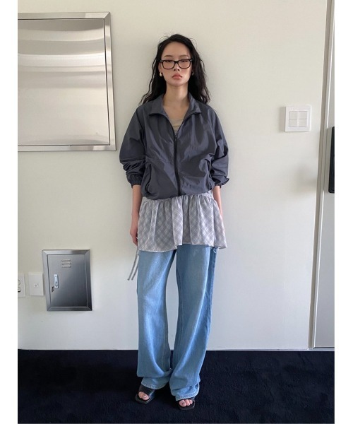 Didot.showroom（ディドット ショールーム）の「シアーチェックレイヤーキャミミニワンピ（ワンピース・レディース・グレー/ブラック・FREE）」の8枚目の写真