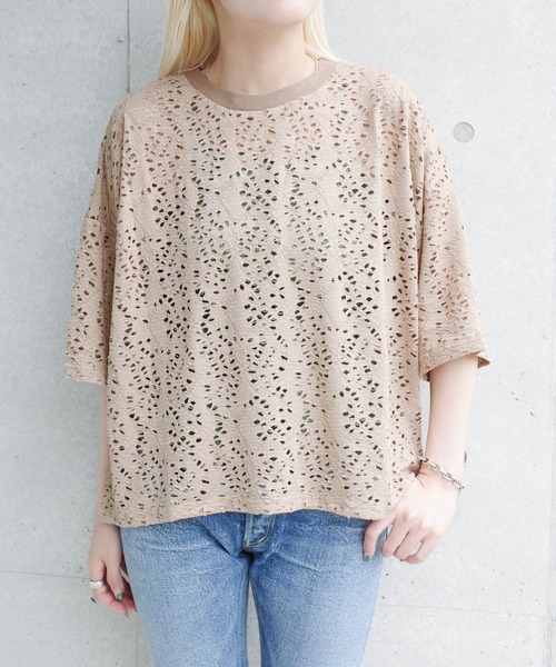 SWITCH BY ARCH(スイッチバイアーチ)の「【ARC】【SWITCH by ARCH】クラッシュ カットワーク デザインTシャツ(Tシャツ/カットソー・レディース・オフホワイト/ブラック/ベージュ・FREE)」の15枚目の写真