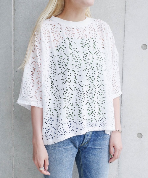 SWITCH BY ARCH(スイッチバイアーチ)の「【ARC】【SWITCH by ARCH】クラッシュ カットワーク デザインTシャツ(Tシャツ/カットソー・レディース・オフホワイト/ブラック/ベージュ・FREE)」の5枚目の写真