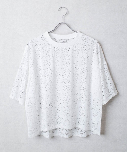 SWITCH BY ARCH(スイッチバイアーチ)の「【ARC】【SWITCH by ARCH】クラッシュ カットワーク デザインTシャツ(Tシャツ/カットソー・レディース・オフホワイト/ブラック/ベージュ・FREE)」の6枚目の写真