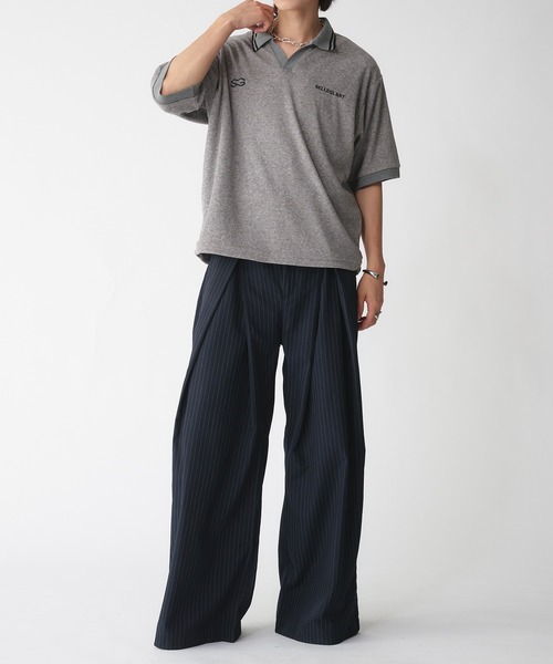 SELLE GLANT(セレグランテ)の「SKIPPER PILE DESIGN SHIRT/スキッパーパイルデザインシャツ(ポロシャツ・メンズ・ブラック/グレー・SMALL/LARGE/MEDIUM)」の14枚目の写真