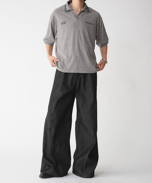 SELLE GLANT(セレグランテ)の「SKIPPER PILE DESIGN SHIRT/スキッパーパイルデザインシャツ(ポロシャツ・メンズ・ブラック/グレー・SMALL/LARGE/MEDIUM)」の21枚目の写真