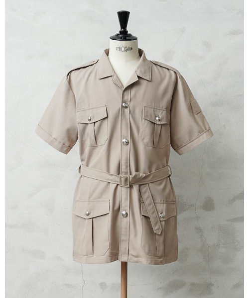 MILITARY(ミリタリー)の「実物 新品 デッドストック フランス軍 外国人部隊 TROPICAL S/S サファリシャツ ベルト付き(シャツ/ブラウス・メンズ・ベージュ系その他・L/S/M/XL/XXL/XXXL)」の1枚目の写真